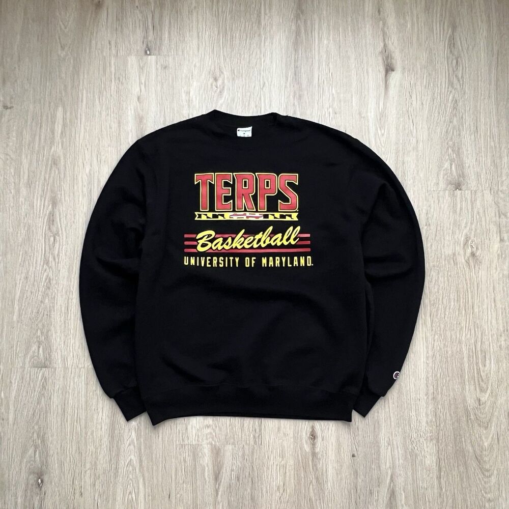 Maryland Terrapins Basketball Sweatshirt Mens M Black NCAA Terps Graphic Y2K
